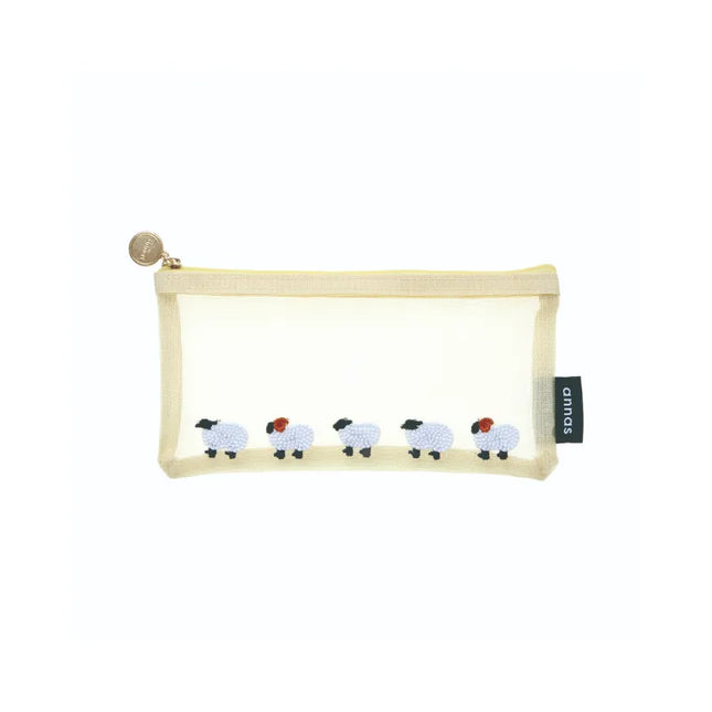 GAKKEN STA:FUL Embroidered Stationery Mesh Pen Pouch - annas