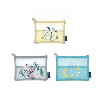 GAKKEN STA:FUL Embroidered Stationery Mesh Pouch - annas