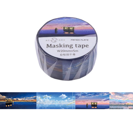 PAPIER PLATZ Masking Tape 20mm – Full Moon Café (Gold Foil Stamping)