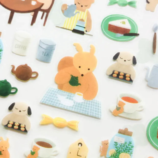 COZYCA PRODUCTS Stickers – Tea Time (illustrated by Mariko Fukuoka) Close up