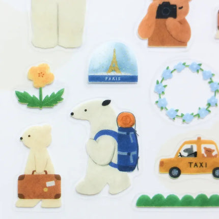 COZYCA PRODUCTS Stickers – Traveling (illustrated by Mariko Fukuoka) close up