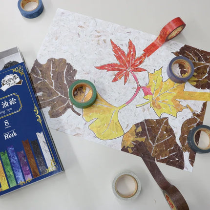 RINREI Pastel Watercolor Masking Tape Set (8 Colors) Oil Painting Art