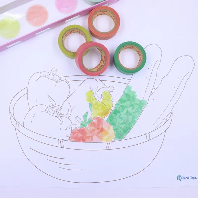 RINREI Pastel Watercolor Masking Tape Set (8 Colors) Pastel Water Color