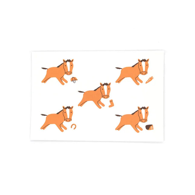 LITTLE ANIMAL Postcard - Horse, Carrot & Riding Tack