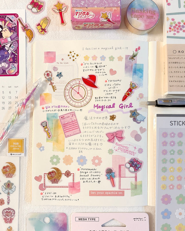 Journal spread made by magical girl stationery box