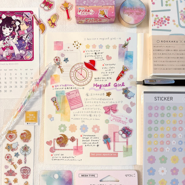 Journal spread made by magical girl stationery box