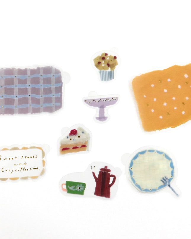KAMIISO SANSYO Miki Tamura Clear Flake Stickers Cozy Time
