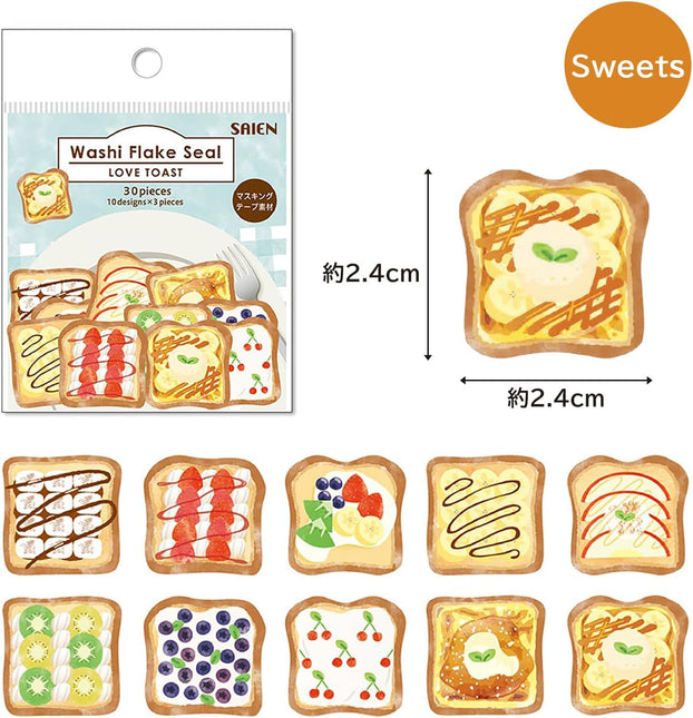 KAMIISO SANSYO SAIEN Love Toast Sticker Set Sweets
