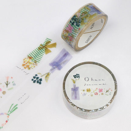 KAMIISO SANSYO SAIEN Miki Tamura Clear Tape 15mm floral