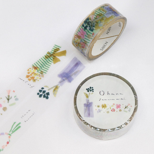 KAMIISO SANSYO SAIEN Miki Tamura Clear Tape 15mm floral
