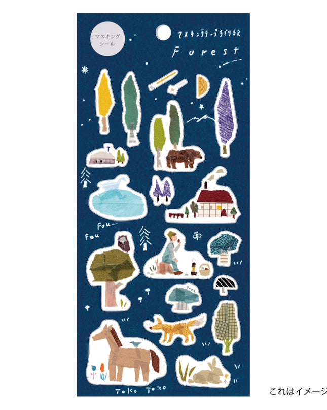 KAMIISO SANSYO SAIEN Miki Tamura Masking Sticker - Forest