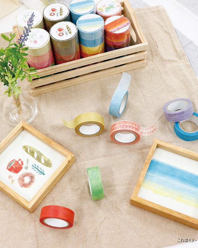 KAMIISO SANSYO SAIEN Miki Tamura Torn‑Paper Collage Masking Tape Set Life Utsuroi