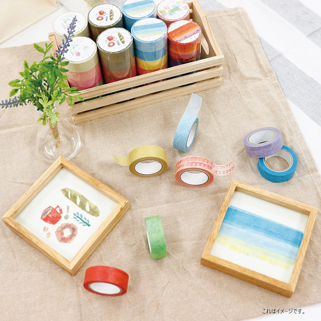 KAMIISO SANSYO SAIEN Miki Tamura Torn‑Paper Collage Masking Tape Set Life Utsuroi