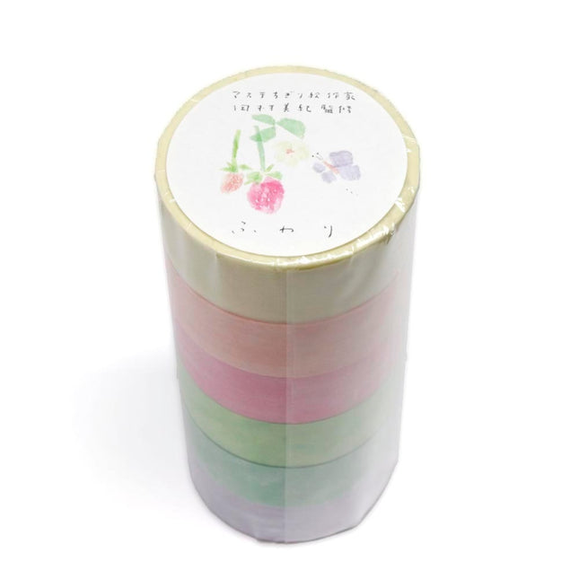 KAMIISO SANSYO SAIEN Miki Tamura Torn‑Paper Collage Masking Tape Set Fuwari