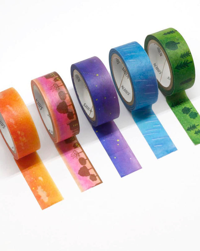 KAMIISO SANSYO SAIEN Miki Tamura Torn‑Paper Collage Masking Tape Set Life Nature