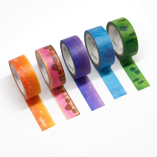 KAMIISO SANSYO SAIEN Miki Tamura Torn‑Paper Collage Masking Tape Set Life Nature
