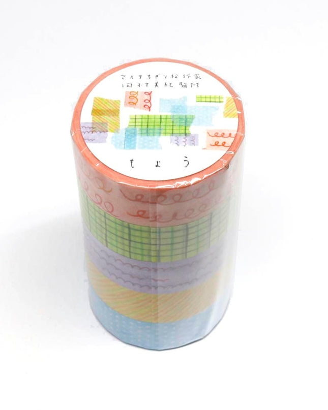 KAMIISO SANSYO SAIEN Miki Tamura Torn‑Paper Collage Masking Tape Set Life Pattern
