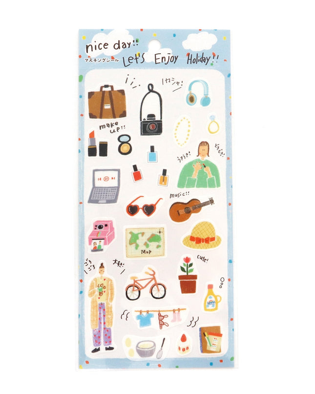 KAMIISO SANSYO SAIEN x Tomatomayu Masking Stickers - Nice Day!!! Holiday