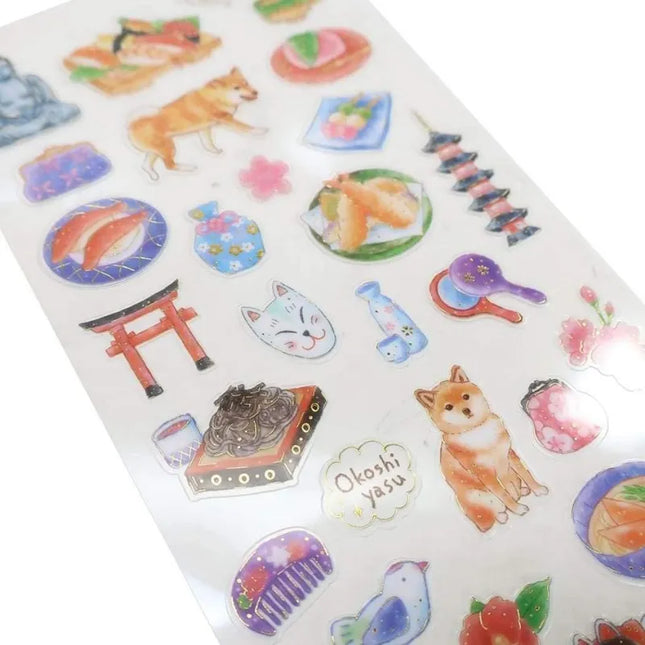 KAMIO JAPAN Gold Foil Clear Sticker Sheet - OSAMPO