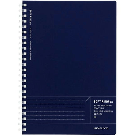 KOKUYO Soft Ring Biz Notebook A5 – Dark Blue (6mm Ruled, 50 Sheets)