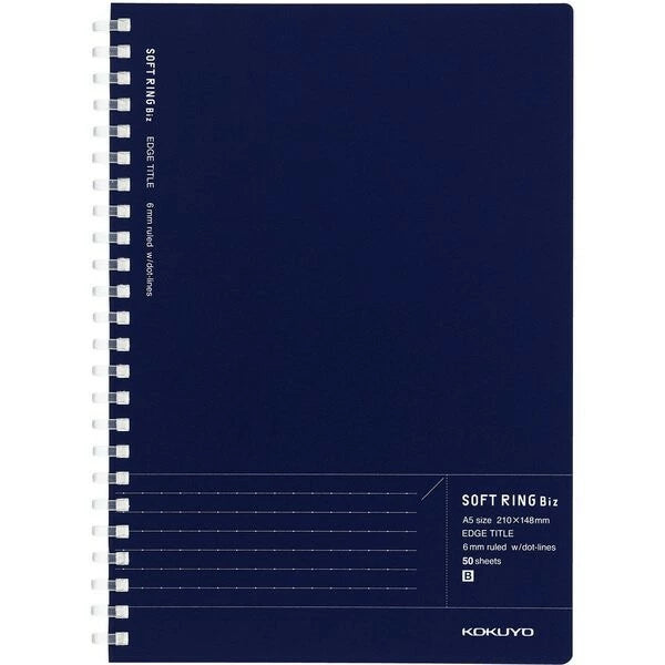 KOKUYO Soft Ring Biz Notebook A5 – Dark Blue (6mm Ruled, 50 Sheets)