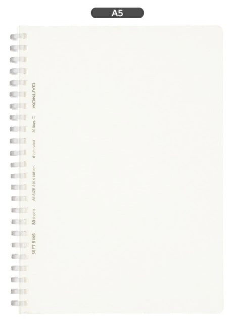 KOKUYO Soft Ring Clear Notebook A5 – 6mm Ruled (80 Sheets)