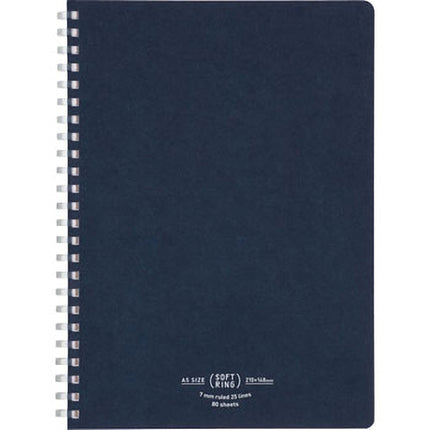 KOKUYO Soft Ring Natural Notebook A5 – 7mm Ruled (80 Sheets)navy