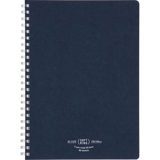 KOKUYO Soft Ring Natural Notebook A5 – 7mm Ruled (80 Sheets)navy