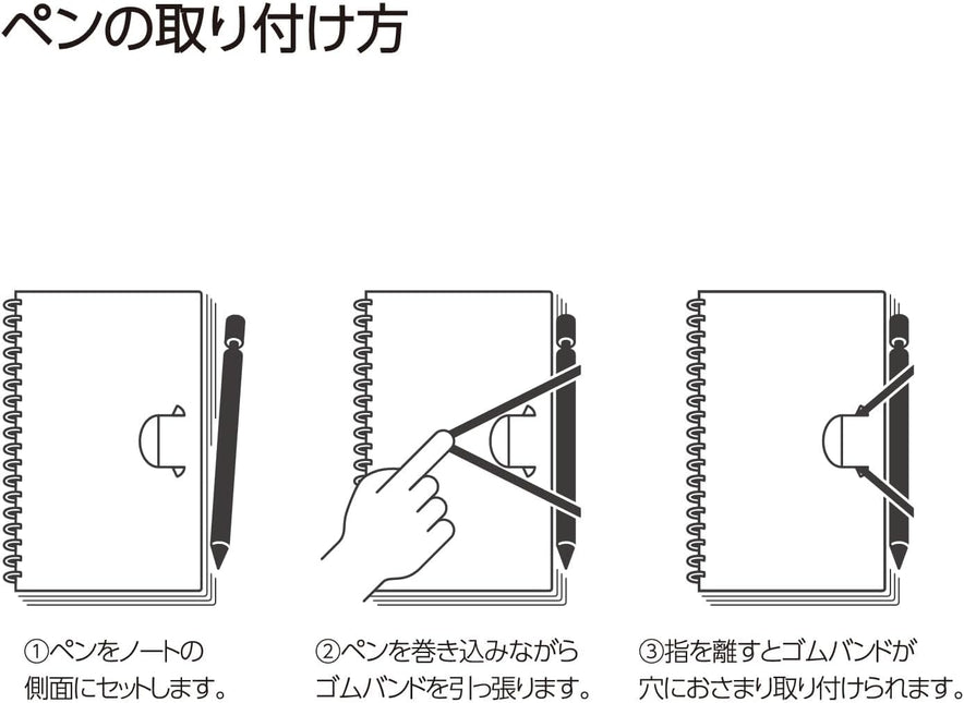 KOKUYO Soft Ring Penott Notebook A5 – 5mm Grid (70 Sheets) how to clip the pen