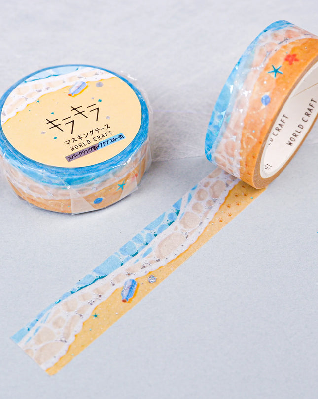 WORLD CRAFT KiraKira Masking Tape 15mm - Beach (KRMT15-039)