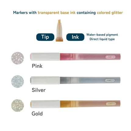 [LIMITED] SUN-STAR Lameco Clear Ink-Color Glitter Marker 3-Color Set