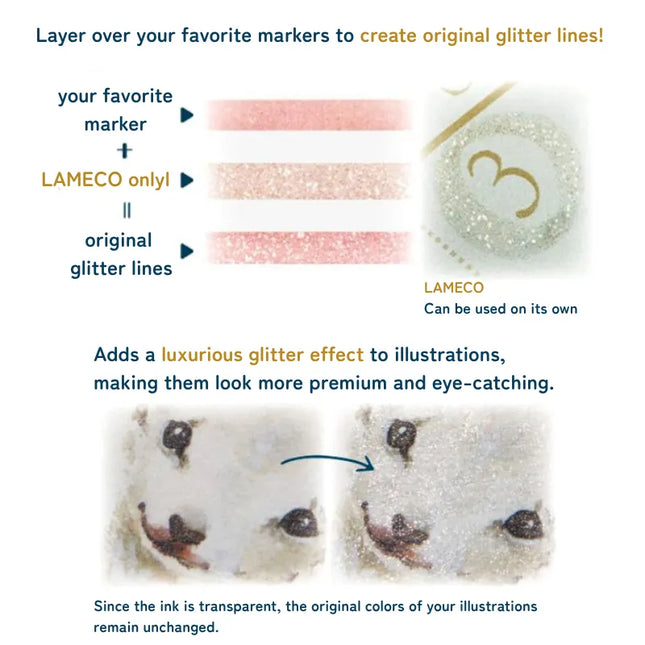 [LIMITED] SUN-STAR Lameco Clear Ink-Color Glitter Marker 3-Color Set