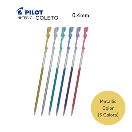 Pilot Hi-Tec-C Coleto Gel Ink Refill 0.4mm Basic Metallic