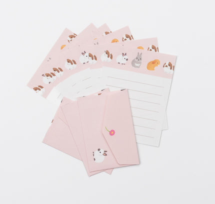 MARUMAI Animal Mini Letter Set - Pink Rabbit inside