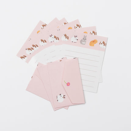 MARUMAI Animal Mini Letter Set - Pink Rabbit inside