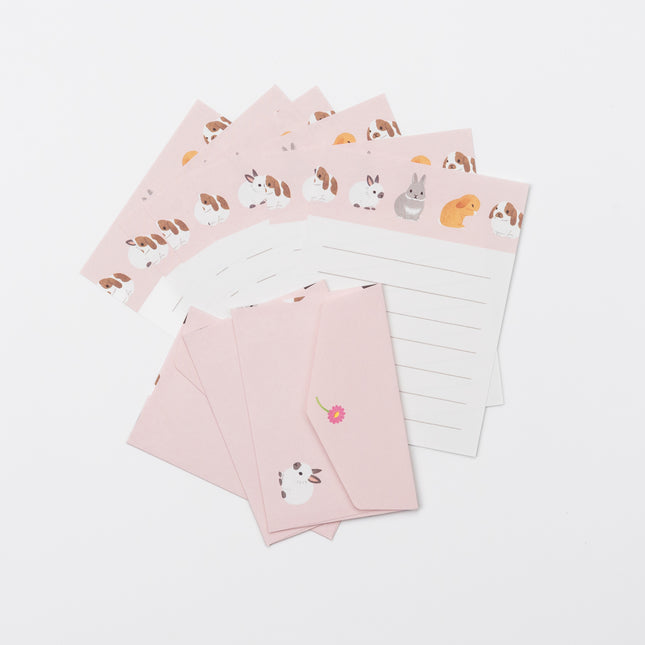 MARUMAI Animal Mini Letter Set - Pink Rabbit inside