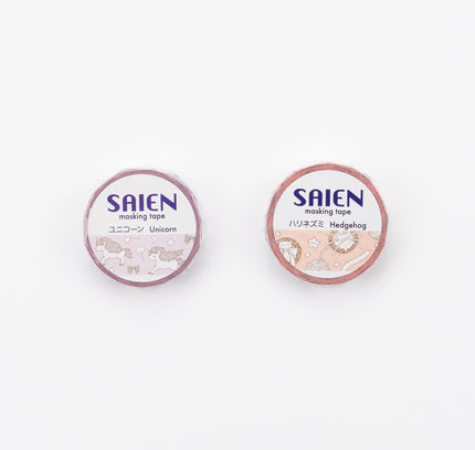 SAIEN Washi Tape – Hedgehog & Unicorn Designs