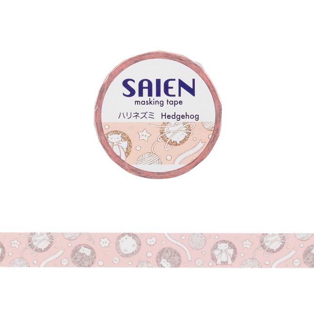 KAMIISO SANSYO SAIEN Masking Tape 15mm - Hedgehog