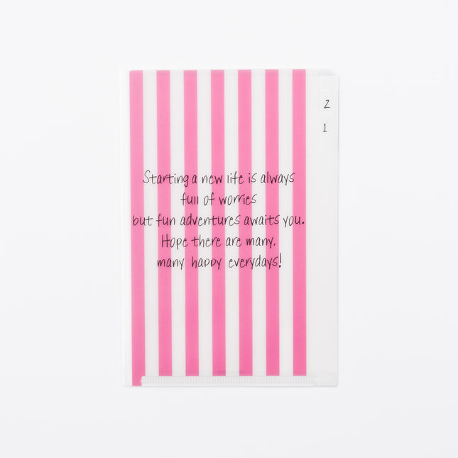 RYURYU A6 Clear Holder – 3 Pockets pink line