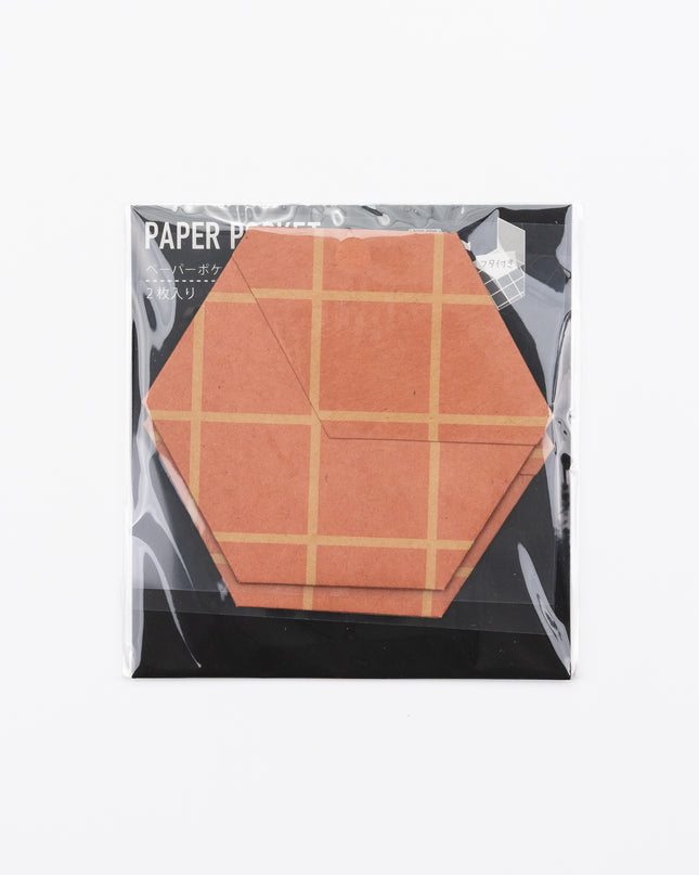 WORLD CRAFT Paper Pocket with Cover brown checkered