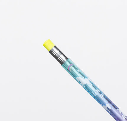 Q-LiA Pencil Unicorn Party close up on rubber