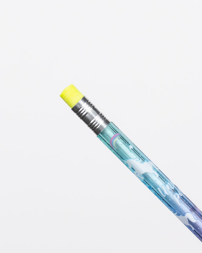 Q-LiA Pencil Unicorn Party close up on rubber
