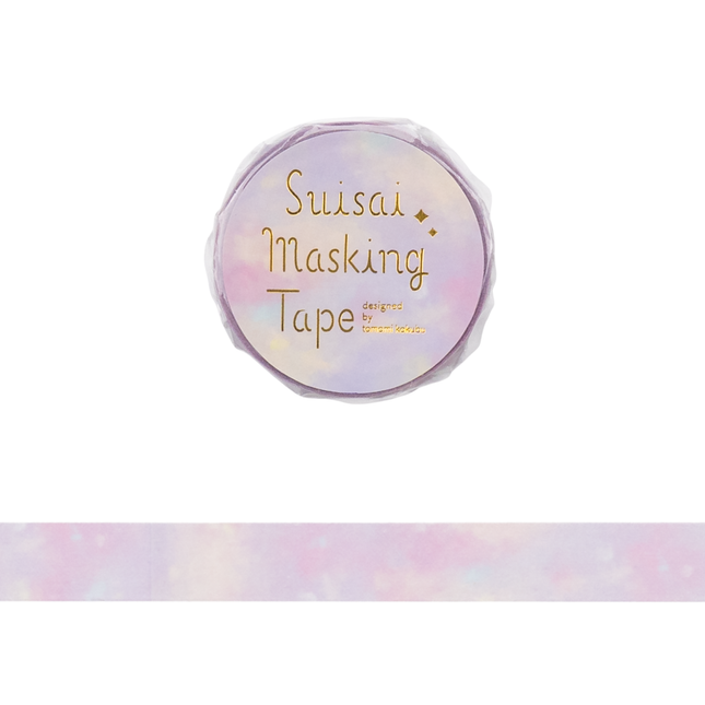 WORLD CRAFT Masking Tape 15mm - Water Color Pattern Michibiki