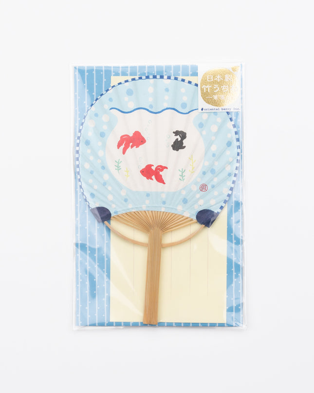 ACTIVE CORPORATION Summer Bamboo Uchiwa Fan Card goldfish