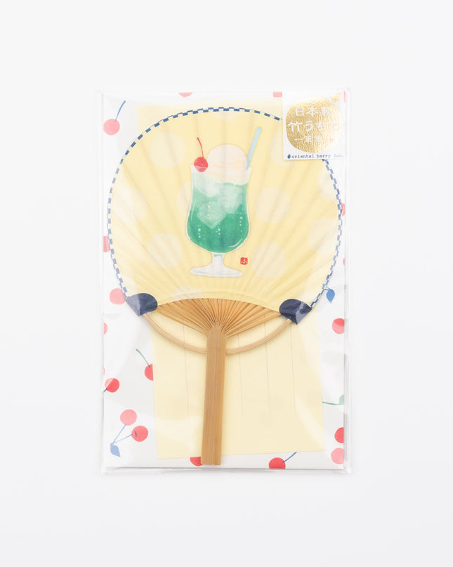 ACTIVE CORPORATION Summer Bamboo Uchiwa Fan Card cherry cream soda