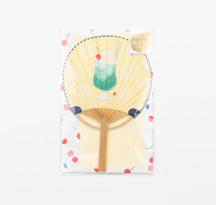 ACTIVE CORPORATION Summer Bamboo Uchiwa Fan Card cherry cream soda