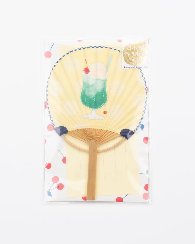 ACTIVE CORPORATION Summer Bamboo Uchiwa Fan Card cherry cream soda