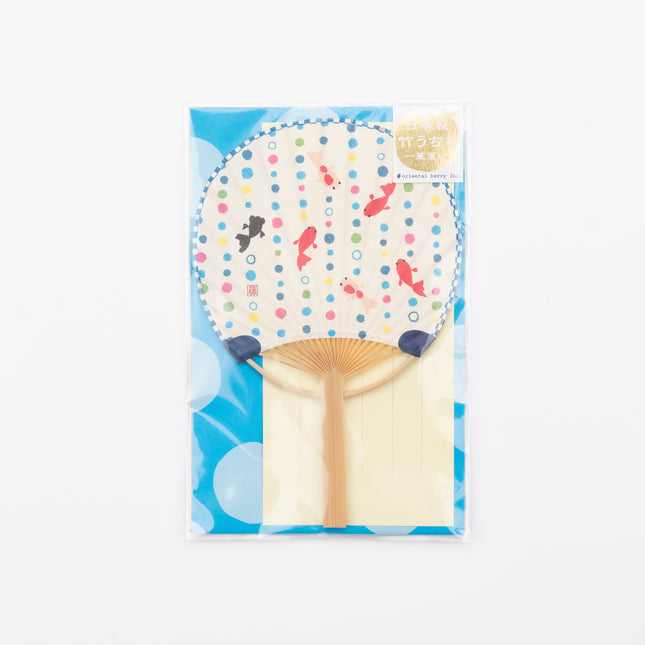 ACTIVE CORPORATION Summer Bamboo Uchiwa Fan Card firework goldfish dot