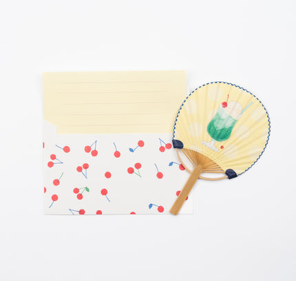 ACTIVE CORPORATION Summer Bamboo Uchiwa Fan Card cherry cream soda