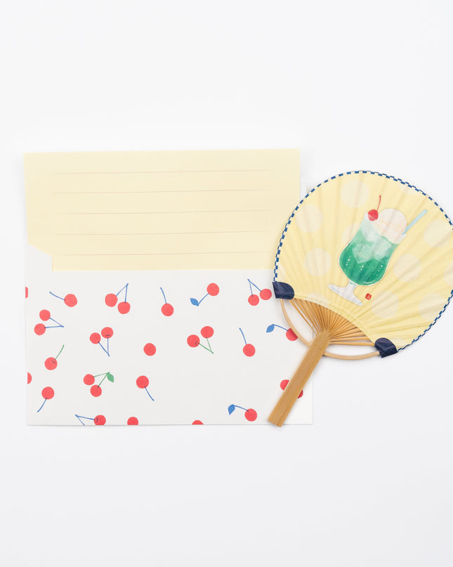 ACTIVE CORPORATION Summer Bamboo Uchiwa Fan Card cherry cream soda